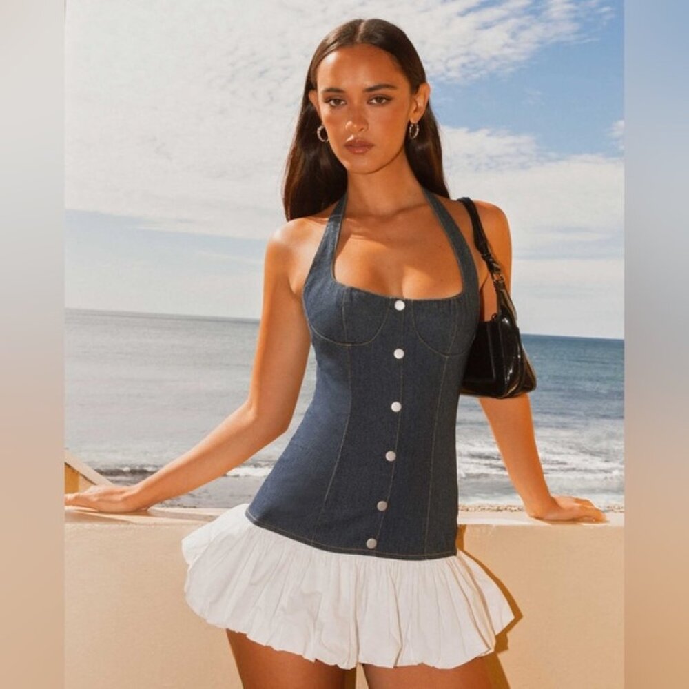 NWT Georgina Denim Mini Dress - Blue - Peppermayo Exclusive size 2